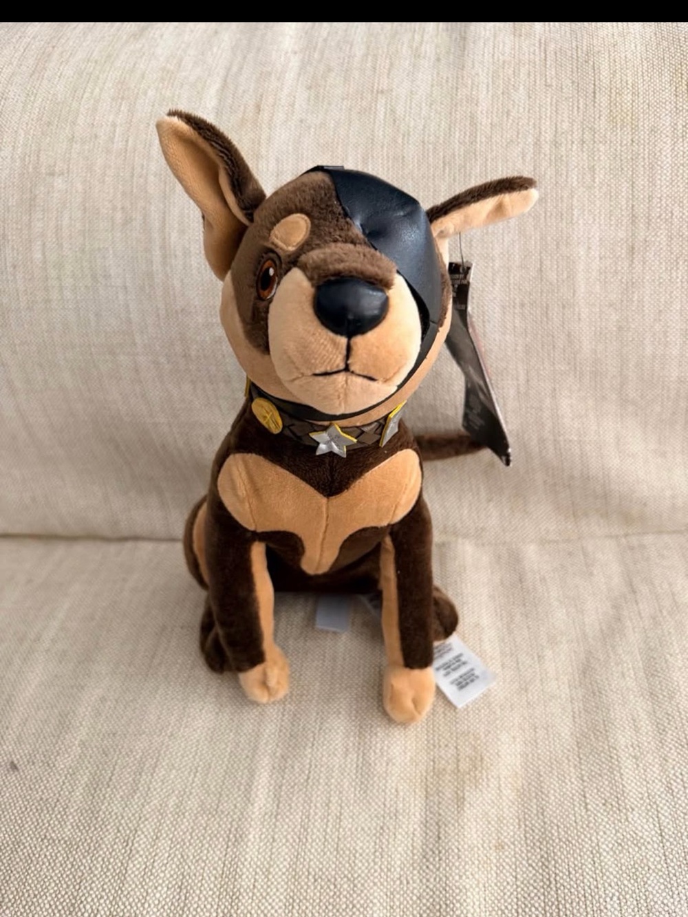 Cruella De Vil Plush Brown & Tan Police Dog Toy with Star Collar